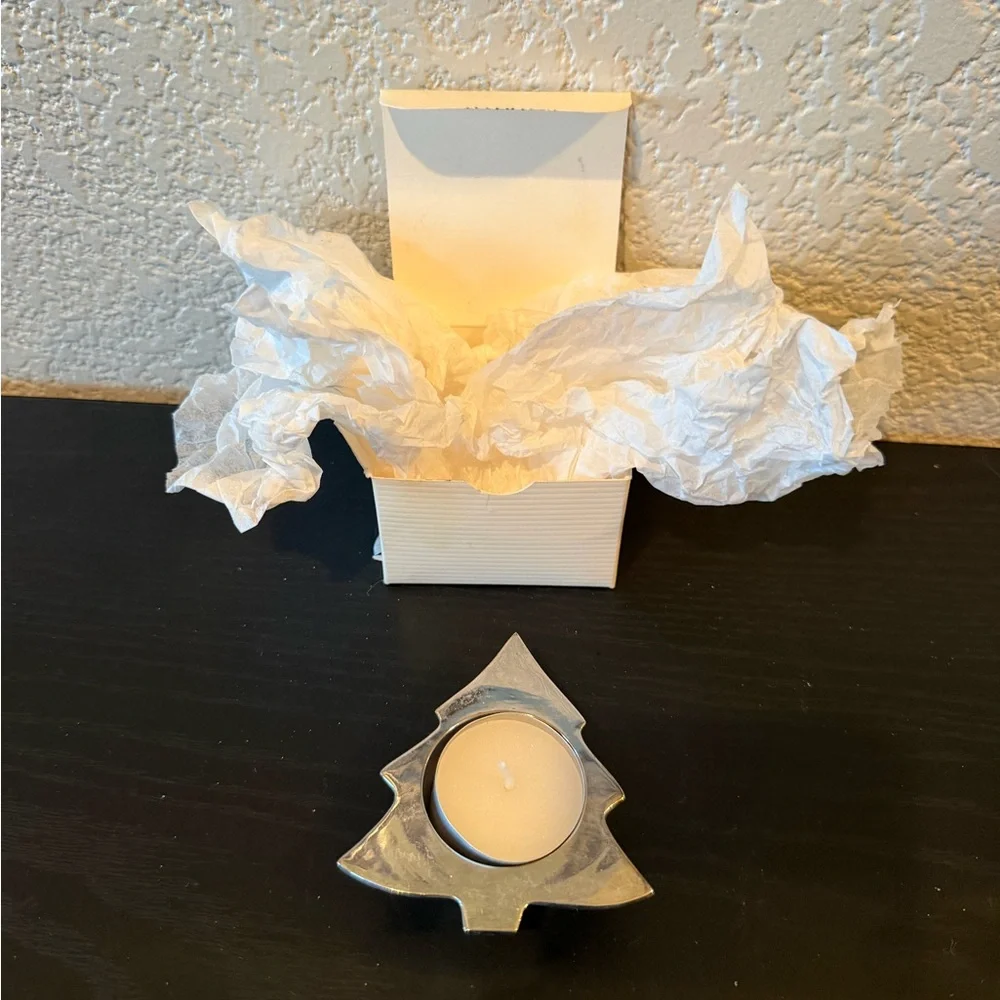 Restoration Hardware Silver Plated Holiday Evergreen Votive Holder